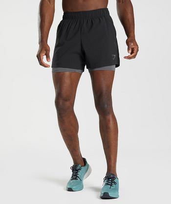 Pánské Šortky Gymshark Sportovní 5" 2 In 1 Černé Šedé | CZ 2836AHK